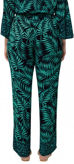 Ulla Popken Palm Leaf Print Elastic Waist Pants Navy - Дамски Дънки & Панталони в Големи Размери – Plus Size - 
