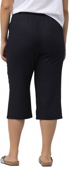 Ulla Popken Cropped Linen Blend Elastic Waist Pants Navy - Дамски Дънки & Панталони в Големи Размери – Plus Size - 