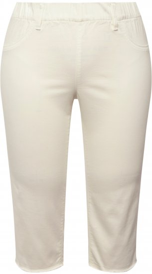 Ulla Popken Stretch Fit Raw Hem Capris Snow White - Дамски Дънки & Панталони в Големи Размери – Plus Size - 
