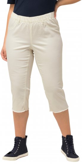 Ulla Popken Stretch Fit Raw Hem Capris Snow White - Дамски Дънки & Панталони в Големи Размери – Plus Size - 