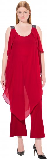 Ulla Popken Layered Chiffon Jumpsuit - Дамски Дънки & Панталони в Големи Размери – Plus Size - 
