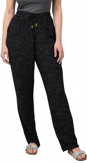 Ulla Popken Speckled Crepe Pull On Pants Black - Дамски Дънки & Панталони в Големи Размери – Plus Size - 