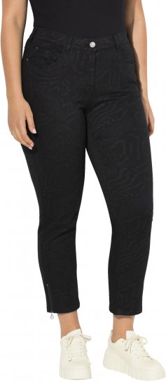Ulla Popken Animal Print Stretch Fit Jeans Black - Дамски Дънки & Панталони в Големи Размери – Plus Size - 