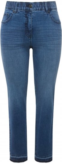 Ulla Popken Fringed Hem Stretch Fit Jeans Denim Blue - Дамски Дънки & Панталони в Големи Размери – Plus Size - 