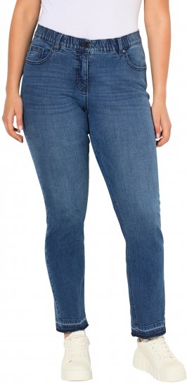 Ulla Popken Fringed Hem Stretch Fit Jeans Denim Blue - Дамски Дънки & Панталони в Големи Размери – Plus Size - 