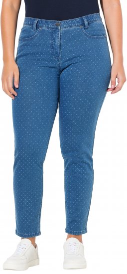 Ulla Popken Polka Dot Stretch Fit Jeans Blue Denim - Дамски Дънки & Панталони в Големи Размери – Plus Size - 