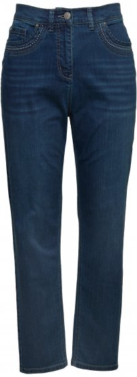 Ulla Popken Rivet Detail Mom Jeans Blue - Дамски Дънки & Панталони в Големи Размери – Plus Size - 