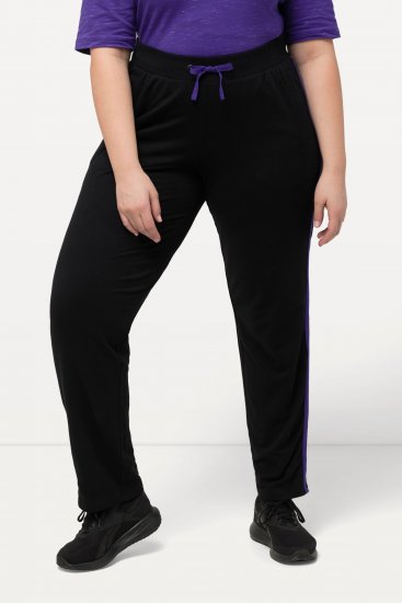 Ulla Popken Striped Elastic Waist Sweatpants Black - Дамски Дънки & Панталони в Големи Размери – Plus Size - 