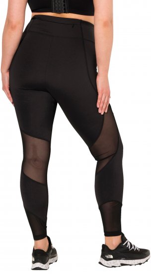Ulla Popken Mesh Panel Leggings Black - Дамски Дънки & Панталони в Големи Размери – Plus Size - 
