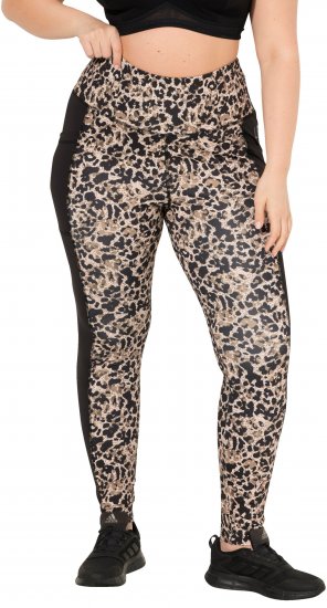 Ulla Popken Leopard Print Quick Drying Leggings Orange - Дамски Дънки & Панталони в Големи Размери – Plus Size - 