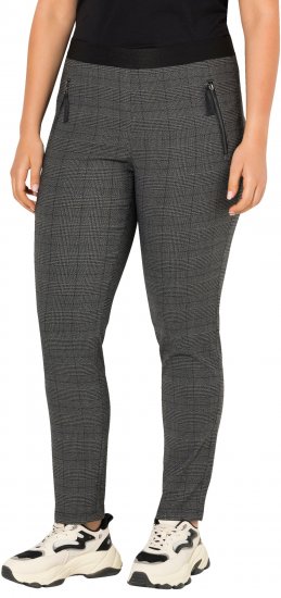 Ulla Popken Plaid Elastic Waist Tapered Leg Pants Black - Дамски Дънки & Панталони в Големи Размери – Plus Size - 