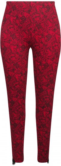Ulla Popken Lace Print Leggings Red - Дамски Дънки & Панталони в Големи Размери – Plus Size - 