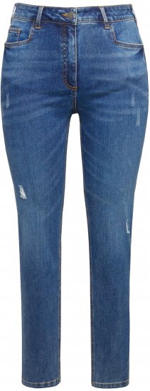Ulla Popken Lightly Distressed Slim Leg Jeans Blue - Дамски Дънки & Панталони в Големи Размери – Plus Size - 