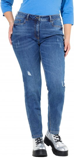 Ulla Popken Lightly Distressed Slim Leg Jeans Blue - Дамски Дънки & Панталони в Големи Размери – Plus Size - 