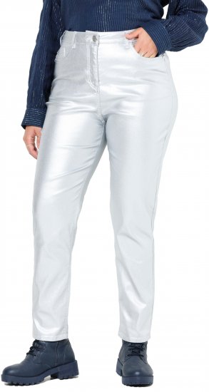 Ulla Popken Metallic Stretch Fit Mom Jeans Silver - Дамски Дънки & Панталони в Големи Размери – Plus Size - 