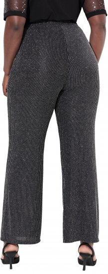 Ulla Popken Sparkling Pinstripe Elastic Waist Pants Black - Дамски Дънки & Панталони в Големи Размери – Plus Size - 