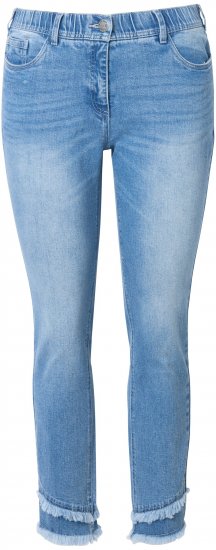 Ulla Popken Double Fringe Hem Stretch Fit Jeans Light Blue Denim - Дамски Дънки & Панталони в Големи Размери – Plus Size - 