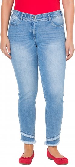 Ulla Popken Double Fringe Hem Stretch Fit Jeans Light Blue Denim - Дамски Дънки & Панталони в Големи Размери – Plus Size - 