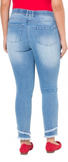Ulla Popken Double Fringe Hem Stretch Fit Jeans Light Blue Denim - Дамски Дънки & Панталони в Големи Размери – Plus Size - 
