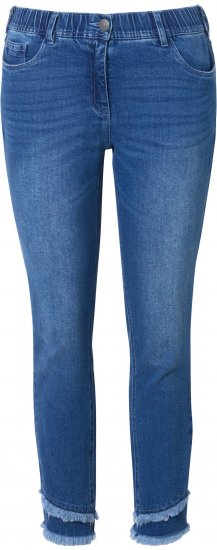 Ulla Popken Double Fringe Hem Stretch Fit Jeans Denim Blue - Дамски Дънки & Панталони в Големи Размери – Plus Size - 