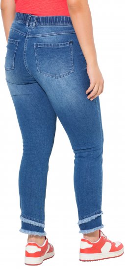 Ulla Popken Double Fringe Hem Stretch Fit Jeans Denim Blue - Дамски Дънки & Панталони в Големи Размери – Plus Size - 