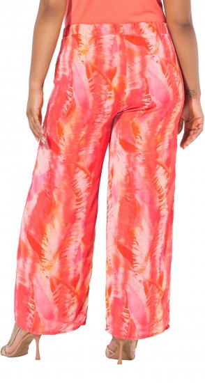 Ulla Popken Feather Batik Print Layered Chiffon Pants - Дамски Дънки & Панталони в Големи Размери – Plus Size - 