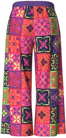 Ulla Popken Tile Print Wide Leg Palazzo Pants Purple - Дамски Дънки & Панталони в Големи Размери – Plus Size - 