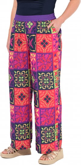 Ulla Popken Tile Print Wide Leg Palazzo Pants Purple - Дамски Дънки & Панталони в Големи Размери – Plus Size - 