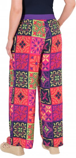 Ulla Popken Tile Print Wide Leg Palazzo Pants Purple - Дамски Дънки & Панталони в Големи Размери – Plus Size - 