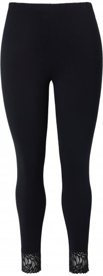 Ulla Popken Lace Trim Leggings Black - Дамски Дънки & Панталони в Големи Размери – Plus Size - 
