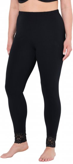 Ulla Popken Lace Trim Leggings Black - Дамски Дънки & Панталони в Големи Размери – Plus Size - 