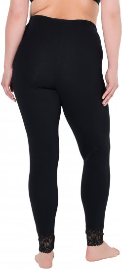 Ulla Popken Lace Trim Leggings Black - Дамски Дънки & Панталони в Големи Размери – Plus Size - 
