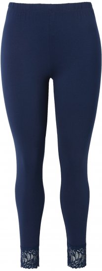 Ulla Popken Lace Trim Leggings Navy - Дамски Дънки & Панталони в Големи Размери – Plus Size - 