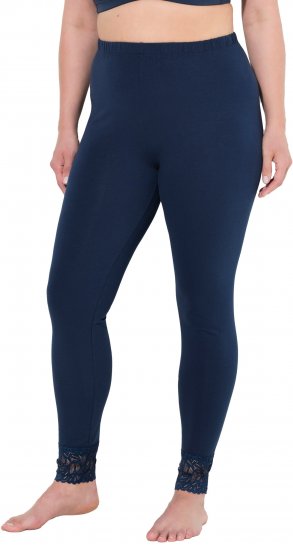 Ulla Popken Lace Trim Leggings Navy - Дамски Дънки & Панталони в Големи Размери – Plus Size - 