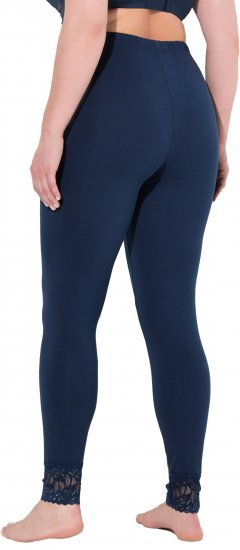 Ulla Popken Lace Trim Leggings Navy - Дамски Дънки & Панталони в Големи Размери – Plus Size - 