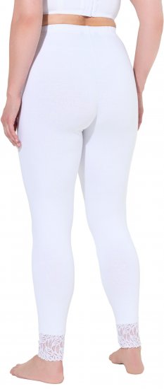 Ulla Popken Lace Trim Leggings White - Дамски Дънки & Панталони в Големи Размери – Plus Size - 
