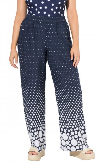 Ulla Popken Dot Gradient Wide Leg Elastic Waist Palazzo Pants Grey - Дамски Дънки & Панталони в Големи Размери – Plus Size - 