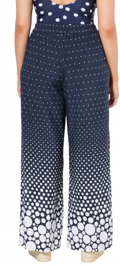 Ulla Popken Dot Gradient Wide Leg Elastic Waist Palazzo Pants Grey - Дамски Дънки & Панталони в Големи Размери – Plus Size - 