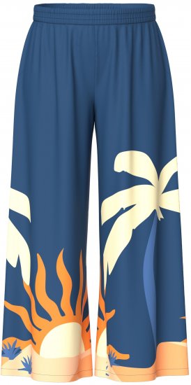 Ulla Popken Abstract Landscape Elastic Waist Palazzo Pants Blue - Дамски Дънки & Панталони в Големи Размери – Plus Size - 