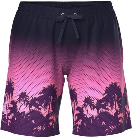 Ulla Popken Active Wide Leg Elastic Waist Palm Tree Pattern Mesh Shorts Black - Дамски Дънки & Панталони в Големи Размери – Plus Size - 