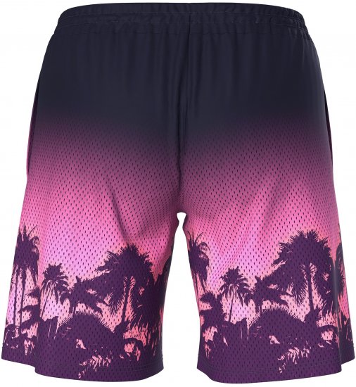 Ulla Popken Active Wide Leg Elastic Waist Palm Tree Pattern Mesh Shorts Black - Дамски Дънки & Панталони в Големи Размери – Plus Size - 