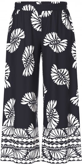 Ulla Popken Fossil Print Elastic Waist Palazzo Pants Black - Дамски Дънки & Панталони в Големи Размери – Plus Size - 