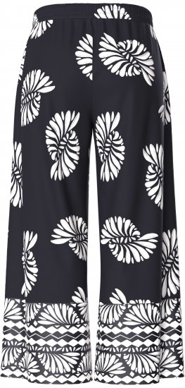 Ulla Popken Fossil Print Elastic Waist Palazzo Pants Black - Дамски Дънки & Панталони в Големи Размери – Plus Size - 