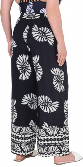 Ulla Popken Fossil Print Elastic Waist Palazzo Pants Black - Дамски Дънки & Панталони в Големи Размери – Plus Size - 
