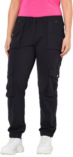 Ulla Popken Elastic Hem Stretch Fit Cargo Pants Black - Дамски Дънки & Панталони в Големи Размери – Plus Size - 