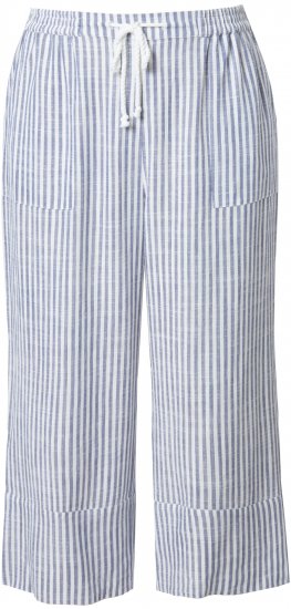 Ulla Popken Coastal Stripe Linen Blend Elastic Waist Culottes Blue - Дамски Дънки & Панталони в Големи Размери – Plus Size - 