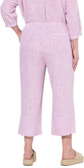 Ulla Popken Coastal Stripe Linen Blend Elastic Waist Culottes Purple - Дамски Дънки & Панталони в Големи Размери – Plus Size - 