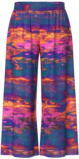 Ulla Popken Abstract Sunset Elastic Waist Palazzo Pants Orange - Дамски Дънки & Панталони в Големи Размери – Plus Size - 