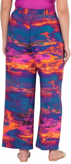 Ulla Popken Abstract Sunset Elastic Waist Palazzo Pants Orange - Дамски Дънки & Панталони в Големи Размери – Plus Size - 