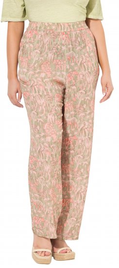 Ulla Popken Safari Print Elastic Waist Pants Green - Дамски Дънки & Панталони в Големи Размери – Plus Size - 